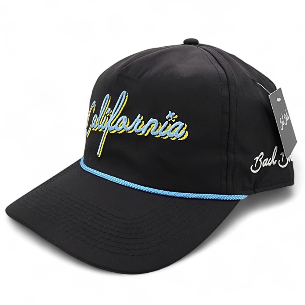Bad Birdie State Rope Golf Hat Adult Snapback CALIFORNIA Script Black NEW w/ Tag